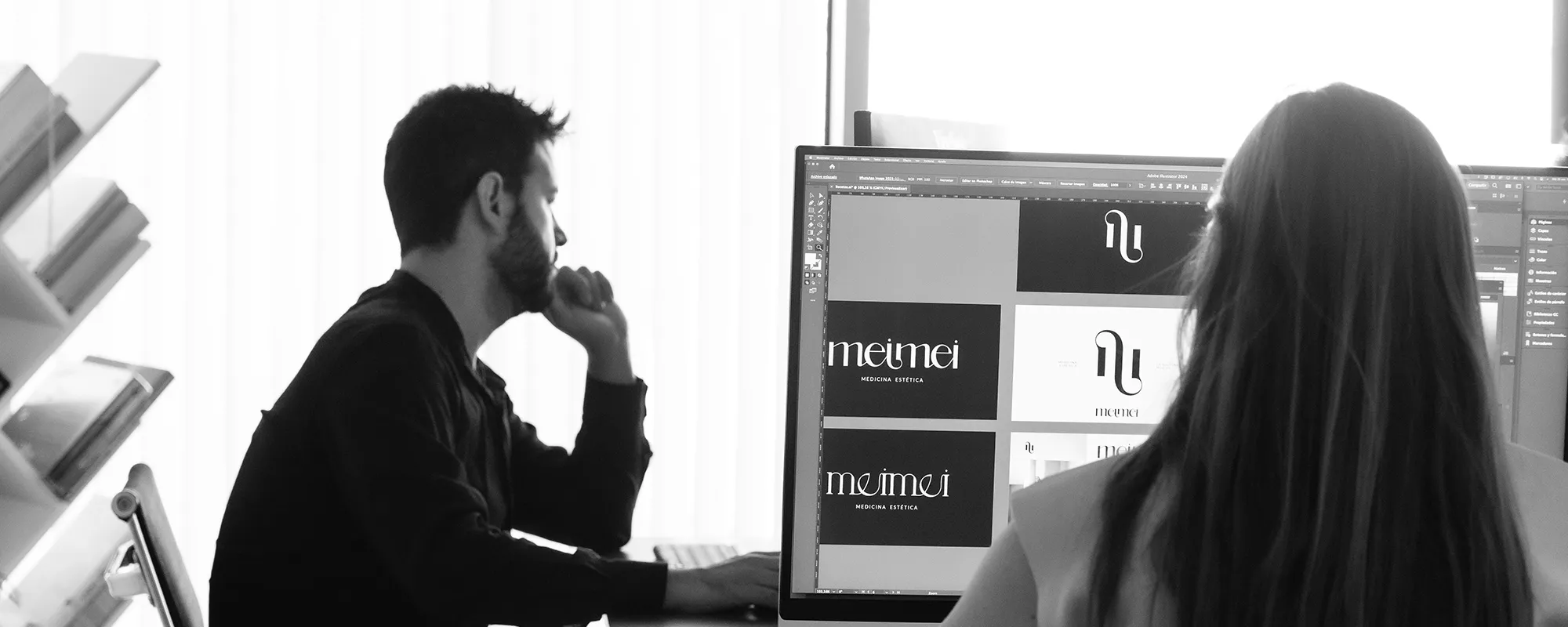 Trabajo de identidad visual en pantalla en el estudio Poularrosa